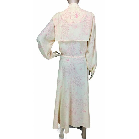 Vintage 70s Leslie Fay Sketch Floral Vented Long Maxi Day Dress Plus L/XL/XXL - Picture 8 of 12